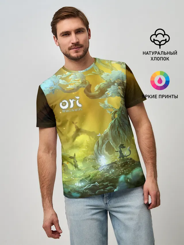 Мужская базовая футболка с принтом «Moki — Ori»