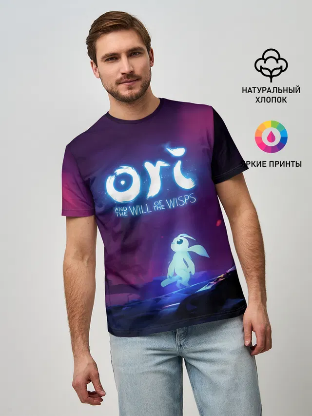 Мужская базовая футболка с принтом «Ori and the will of the wisps — Ori — Ори»