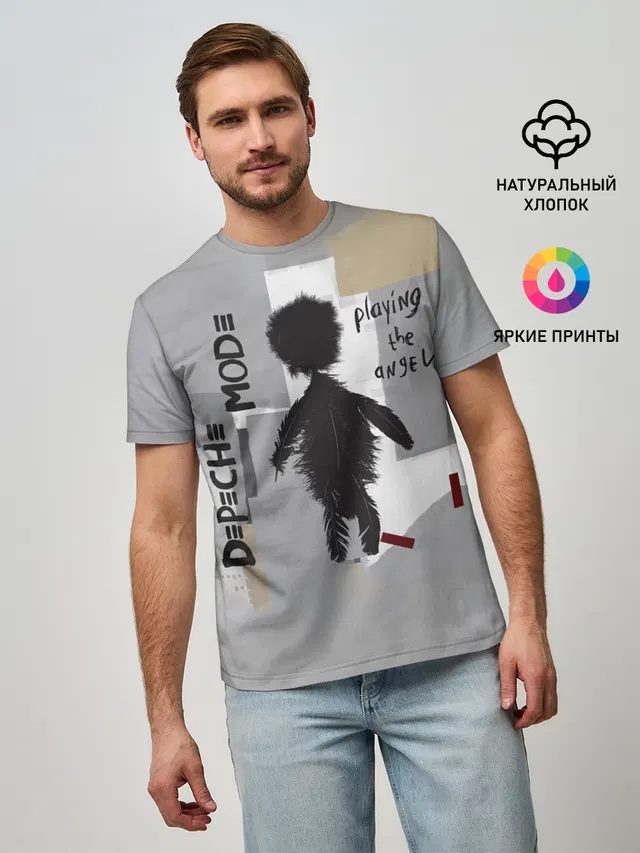 Мужская базовая футболка с принтом «Playing the Angel — Playing the Angel - Depeche Mode»