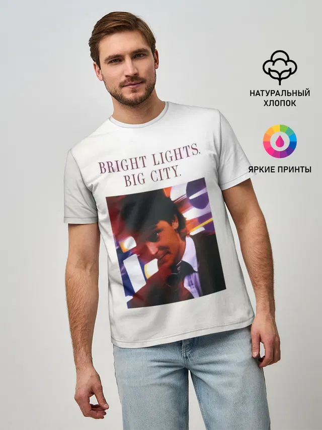 Мужская базовая футболка с принтом «Bright Lights — Bright Lights, Big City - Depeche Mode»
