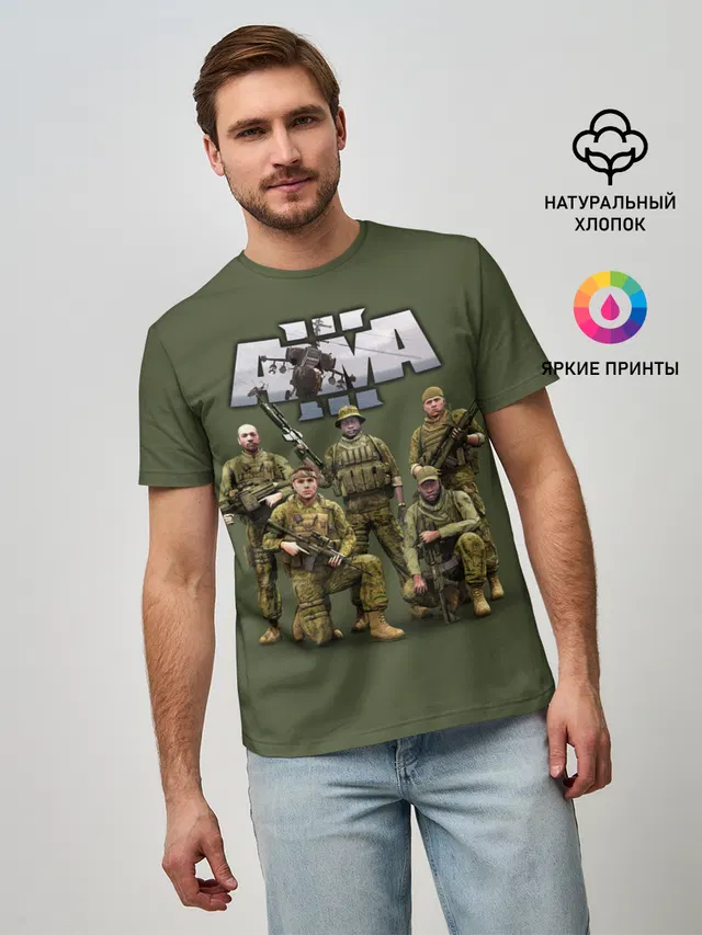 Мужская базовая футболка с принтом «ARMA — Арма — Arma, военный симулятор»