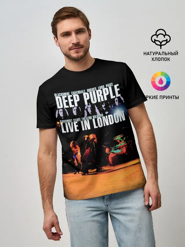 Мужская базовая футболка с принтом «Live In London — Deep Purple - Live In London»