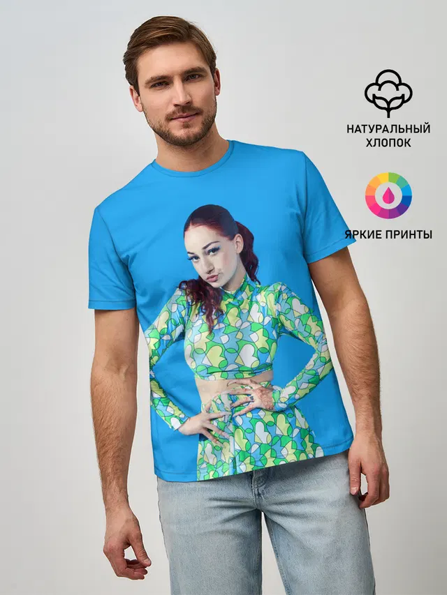 Мужская базовая футболка с принтом «Bhad Bhabie — Bhad babie blue»