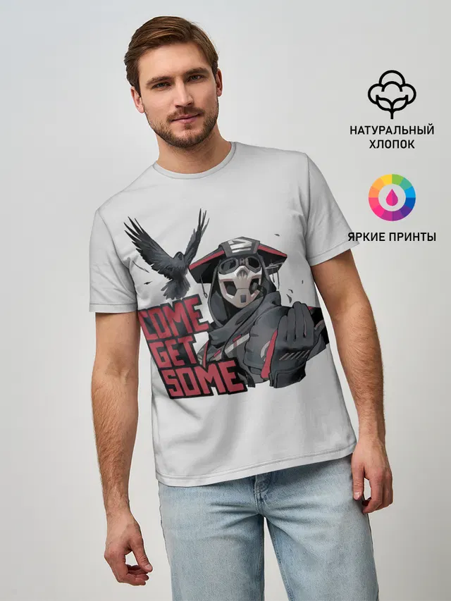 Мужская базовая футболка с принтом «Come get same»