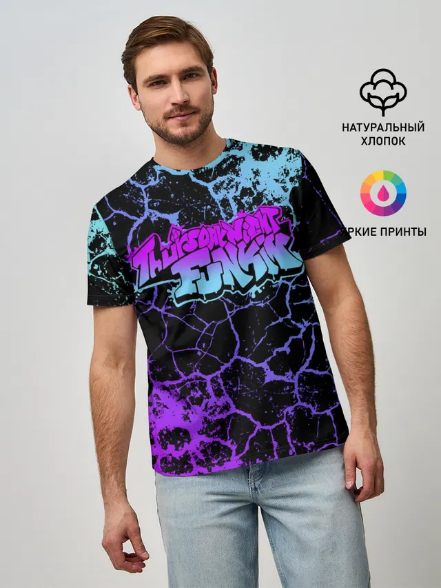 Мужская базовая футболка с принтом «cracked texture»