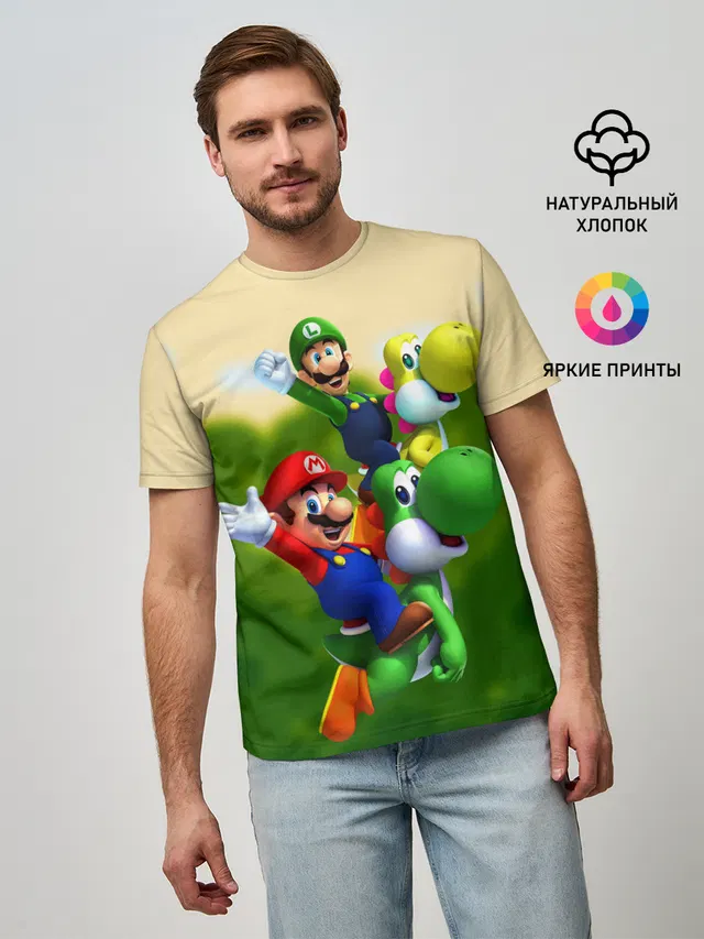 Мужская базовая футболка с принтом «Mario — 3DMario»