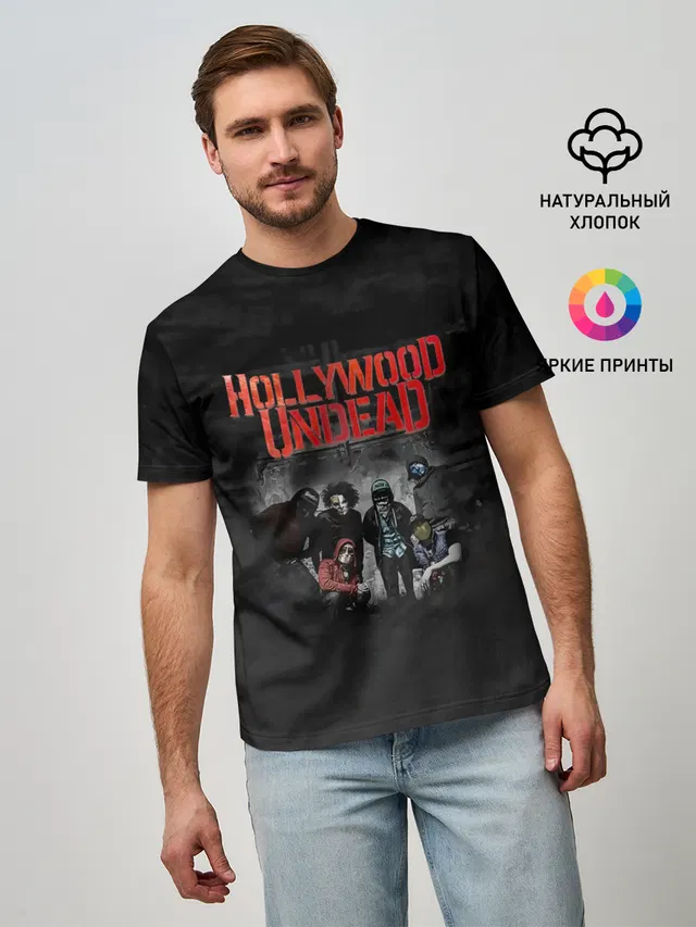 Мужская базовая футболка с принтом «Hollywood Undead - Голливудская нежить»
