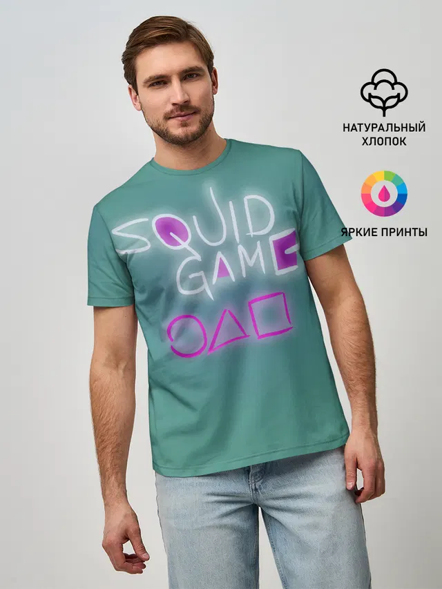 Мужская базовая футболка с принтом «Игра в кальмара — Squid game a»