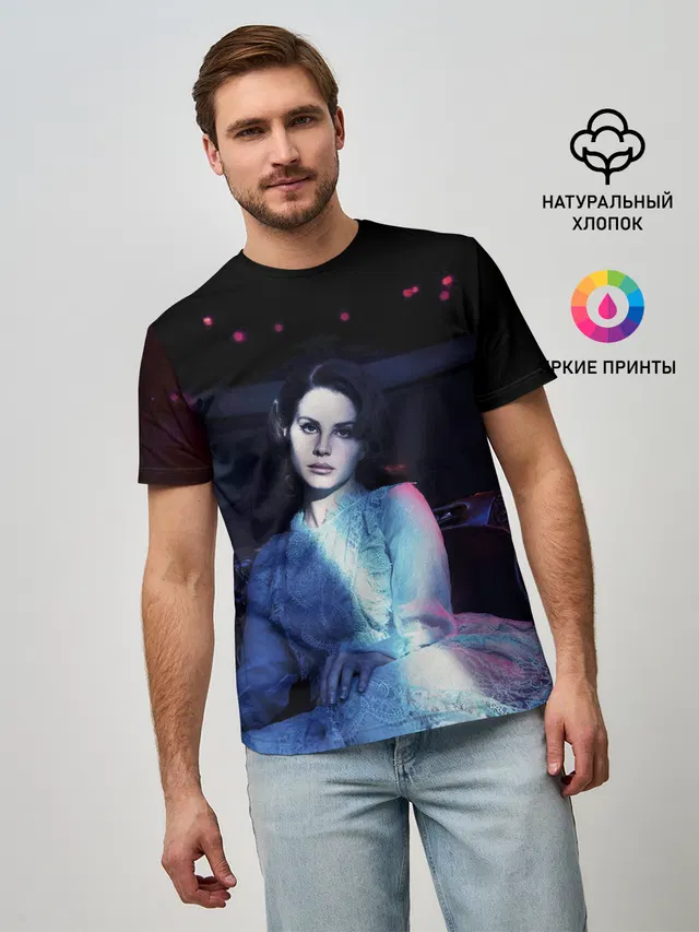 Мужская базовая футболка с принтом «Lana Del Rey — Нежная Лана»