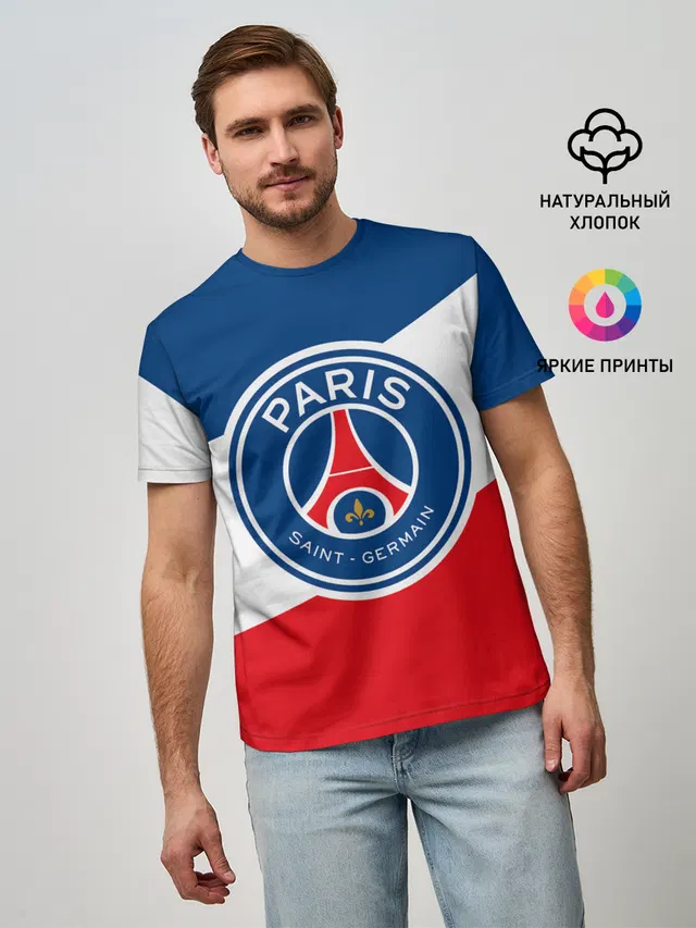 Мужская базовая футболка с принтом «ПСЖ — Paris Saint-Germain FC»