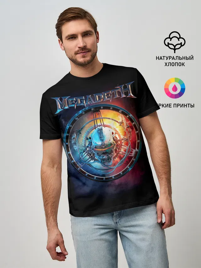 Мужская базовая футболка с принтом «Megadeth — Megadeth, Super Collider»