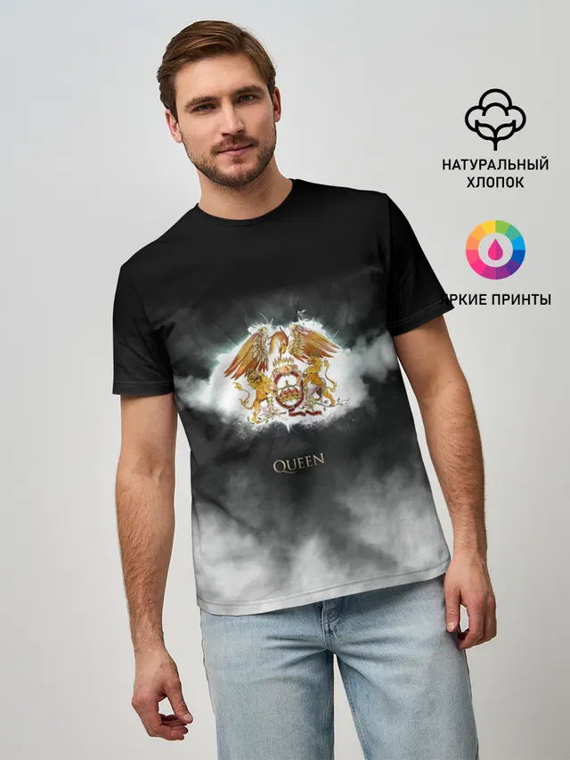Мужская базовая футболка с принтом «Логотип группы Queen»