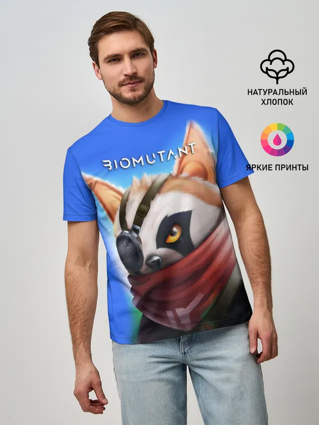 Мужская базовая футболка с принтом «Biomutant Биомутант рисунок»