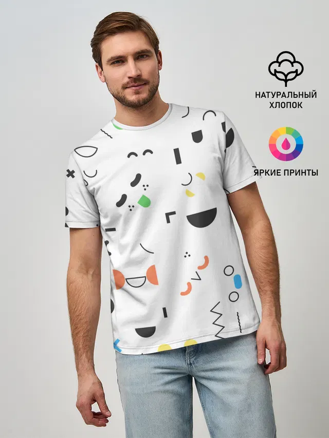 Мужская базовая футболка с принтом «Toca Boca — TOCA BOCA УЗОР ФОН»