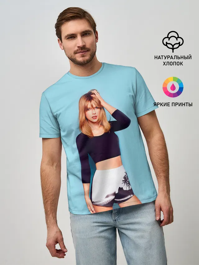 Мужская базовая футболка с принтом «Taylor Swift — Взгляд Тейлор»