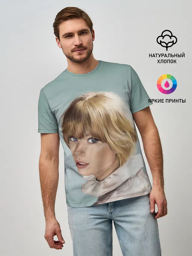 Мужская базовая футболка с принтом «Taylor Swift — Обворожительная Тейлор»