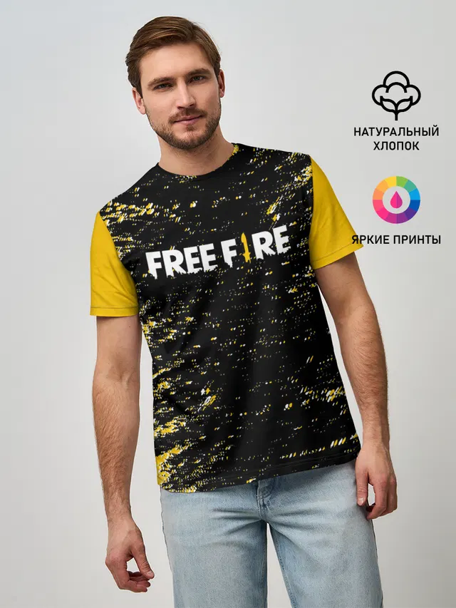 Мужская базовая футболка с принтом «dagger — Garena Free Fire - День Booyah.»
