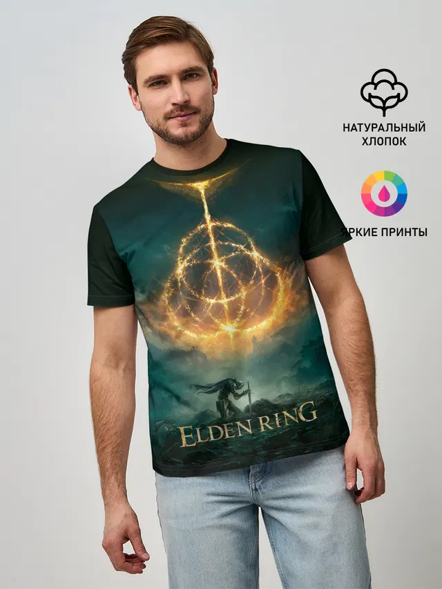 Мужская базовая футболка с принтом «Elden Ring — Elden Ring Game Art»