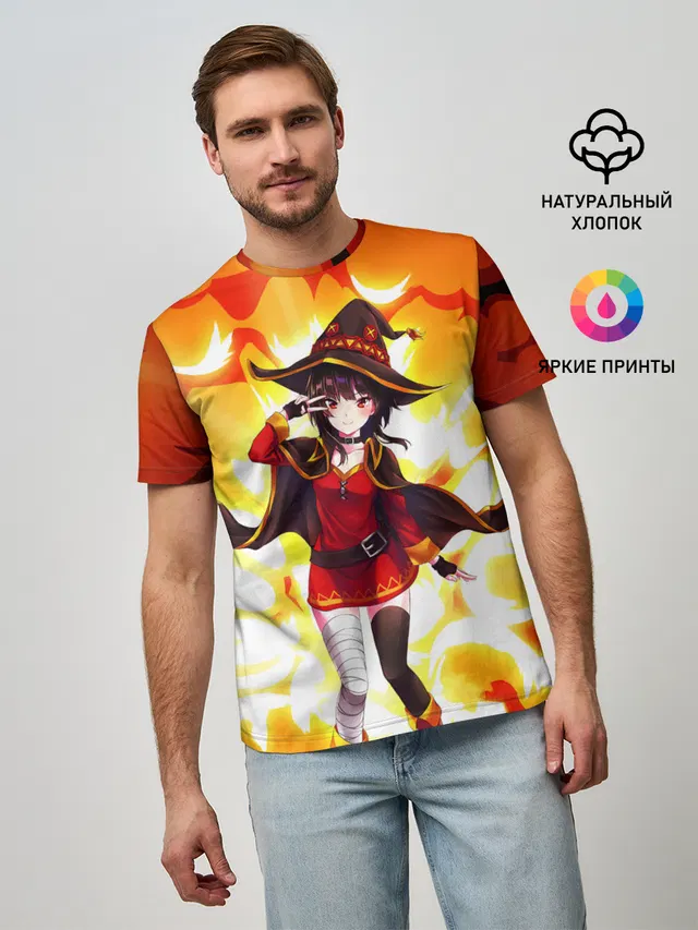 Мужская базовая футболка с принтом «Коносуба — MeguminKonoSuba»