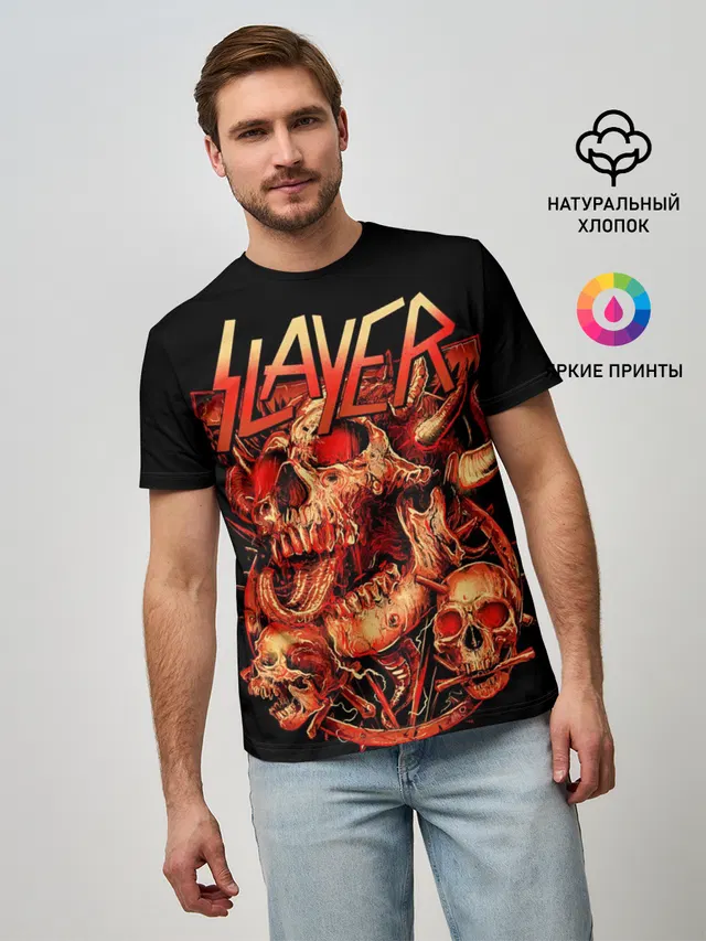 Мужская базовая футболка с принтом «Slayer — Slayer, Reign in Blood»