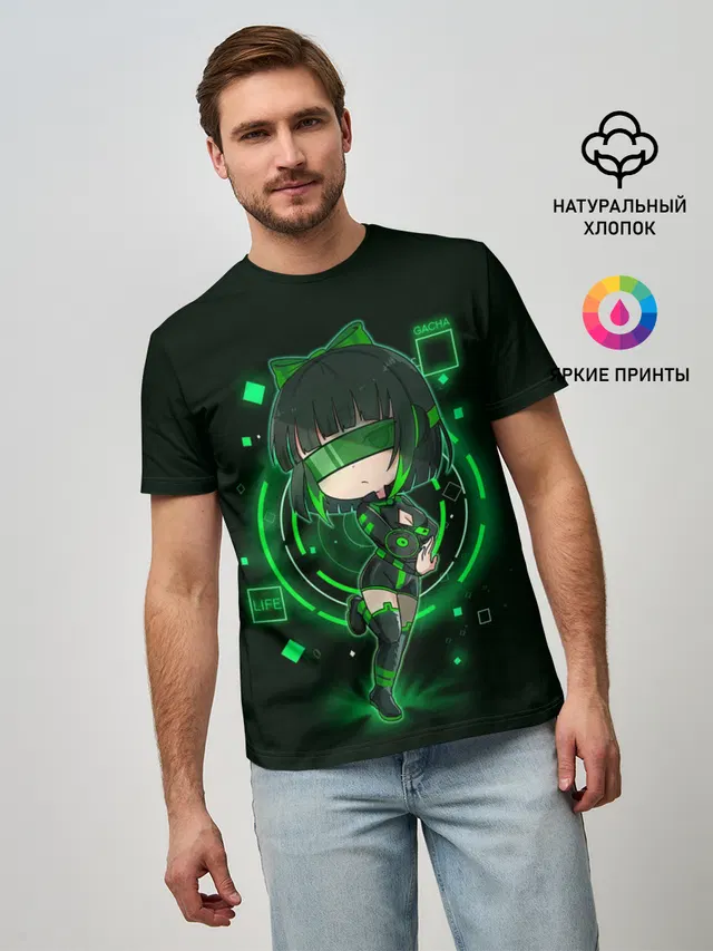 Мужская базовая футболка с принтом «Gacha Club — Clover Gacha Club»