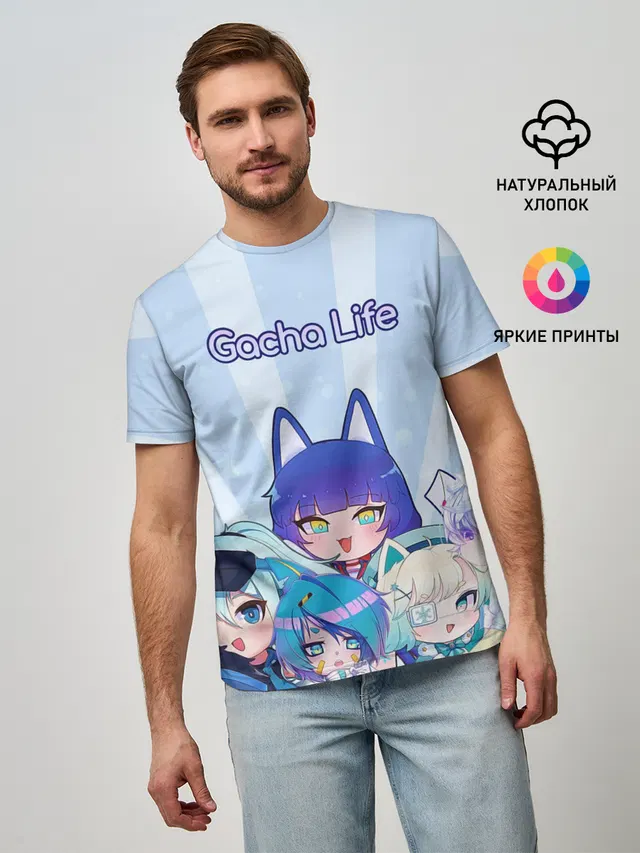 Мужская базовая футболка с принтом «Gacha Club — Gacha Club Character»