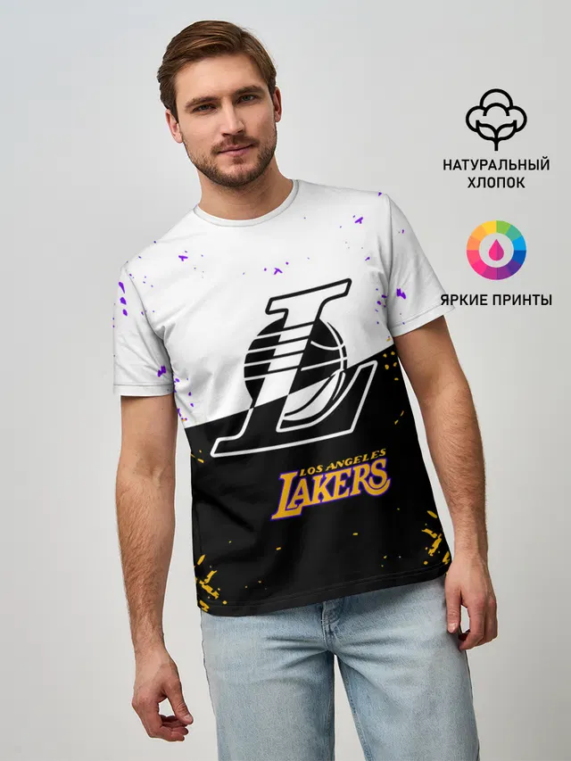 Мужская базовая футболка с принтом «Лейкерс — Коби Брайант Los Angeles Lakers,»