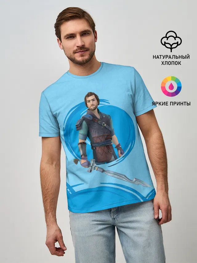 Мужская базовая футболка с принтом «Кощей. Начало — Кощей и Меч»