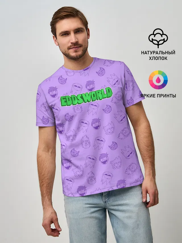 Мужская базовая футболка с принтом «Eddsworld — Pattern EDDSWORLD»