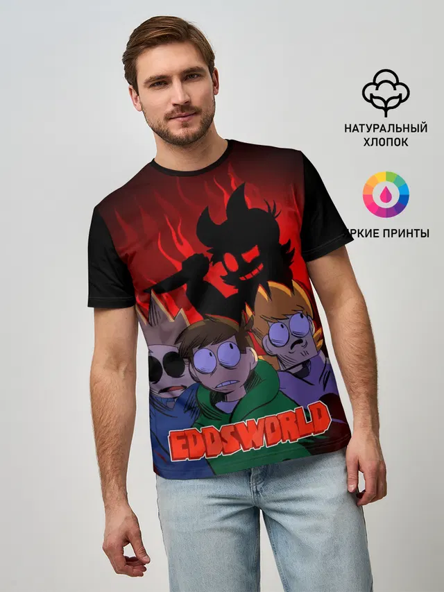 Мужская базовая футболка с принтом «Eddsworld — Tord devil»