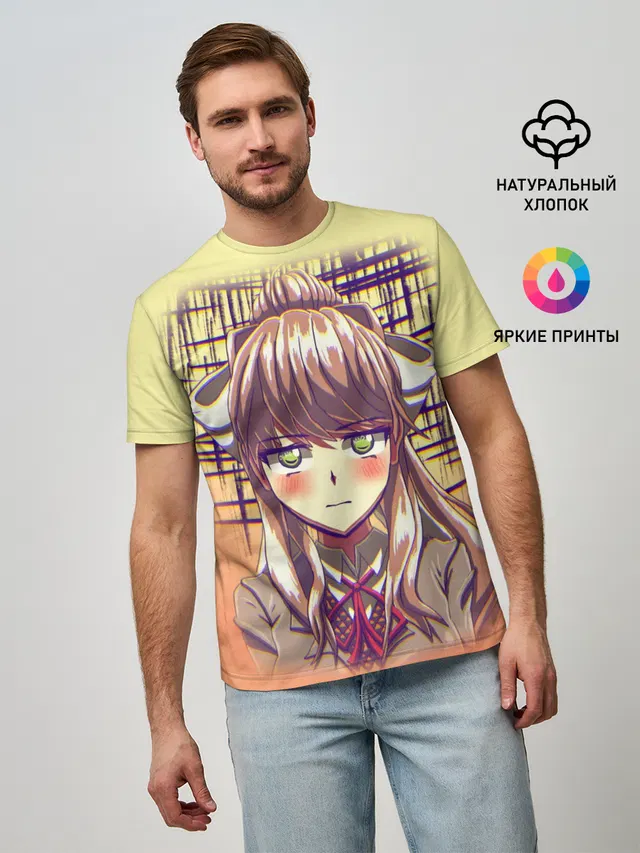 Мужская базовая футболка с принтом «Doki Doki Literature Club — Game Doki Doki Literature Club»