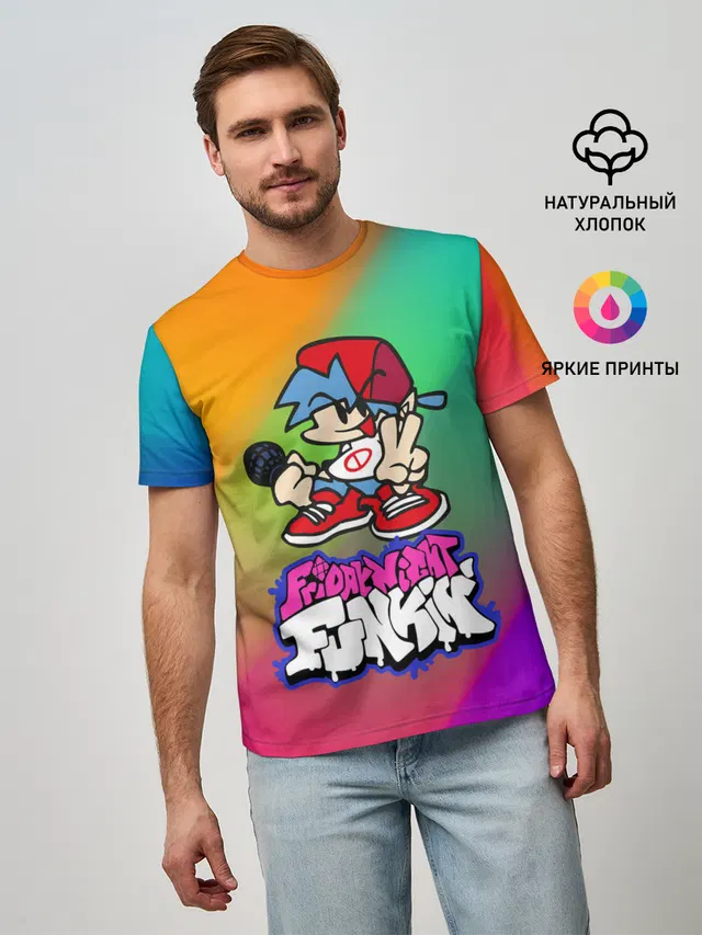 Мужская базовая футболка с принтом «Boyfriend Friday Night Funkin — BOYFRIEND»