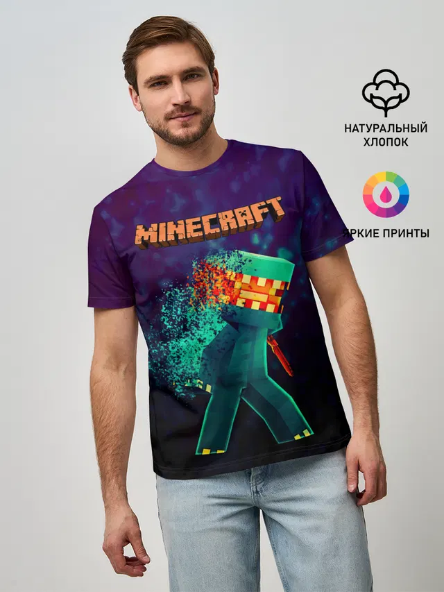 Мужская базовая футболка с принтом «Майнкрафт — Minecraft АНАРХИЯ»