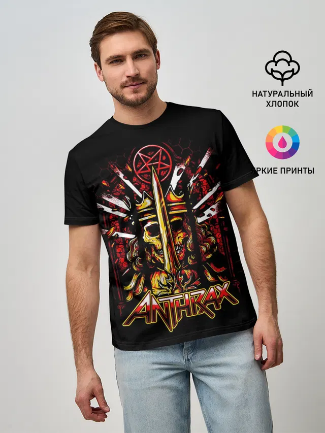 Мужская базовая футболка с принтом «Anthrax - For All Kings»