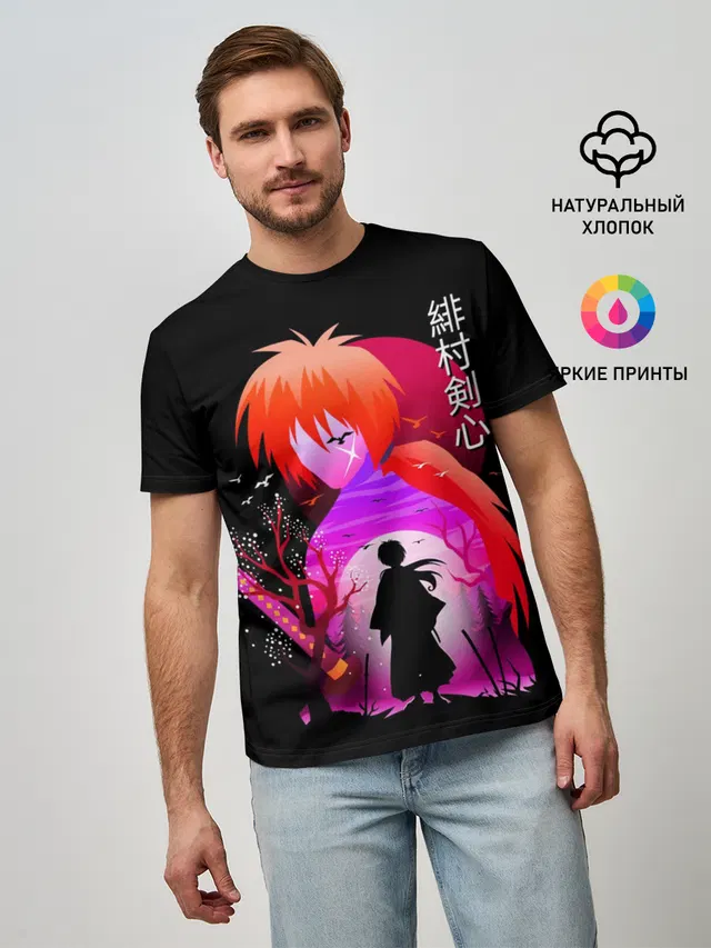 Мужская базовая футболка с принтом «Rurouni Kenshin»