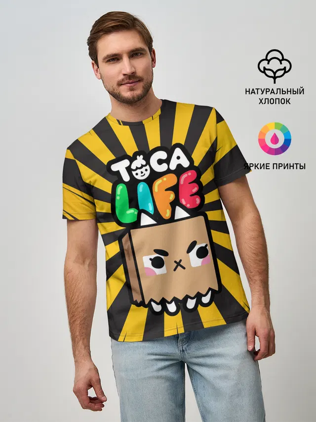 Мужская базовая футболка с принтом «Toca Boca — Крокет»