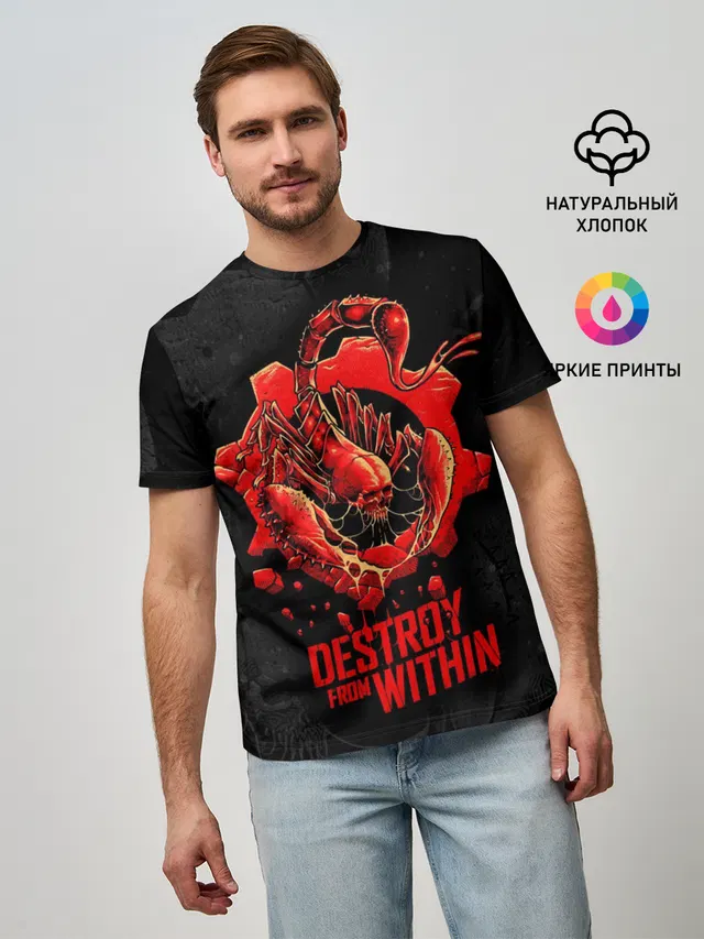 Мужская базовая футболка с принтом «Crimson Omen — Gears of War: Gears 5»