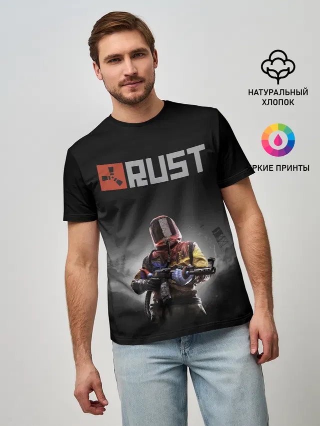 Мужская базовая футболка с принтом «Rust — Работяга из Раста»