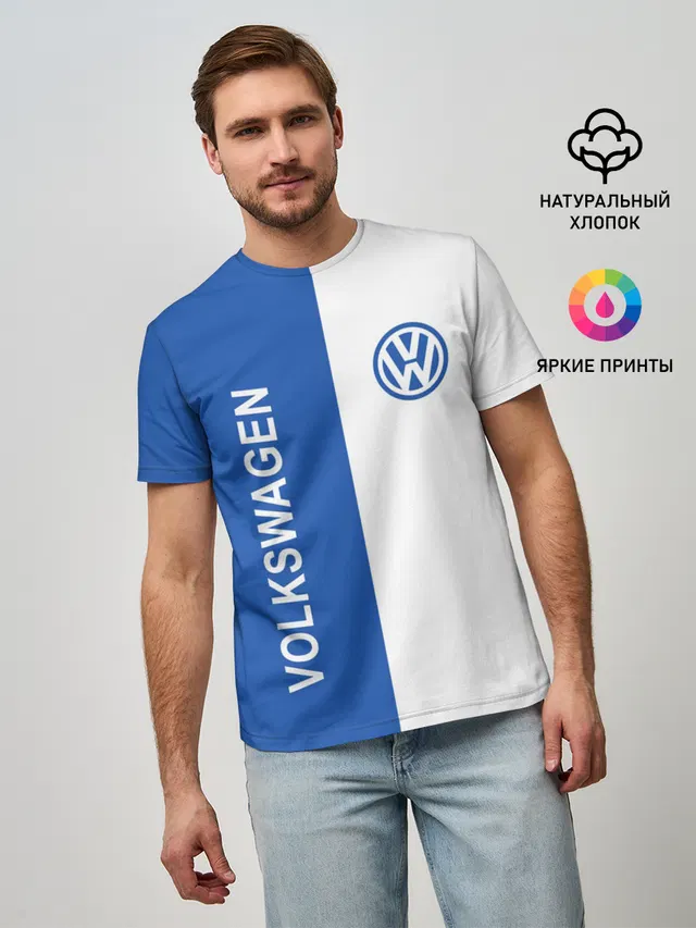 Мужская базовая футболка с принтом «Volkswagen — Volkswagen, ФОЛЬКСВАГЕН»
