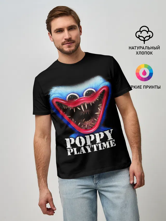Мужская базовая футболка с принтом «Poppy Playtime ХАГГИ ВАГГИ»