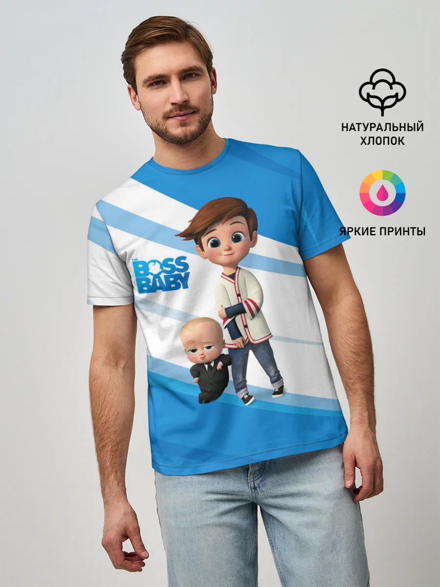 Мужская базовая футболка с принтом «Босс-молокосос — Boss Baby», вид спереди