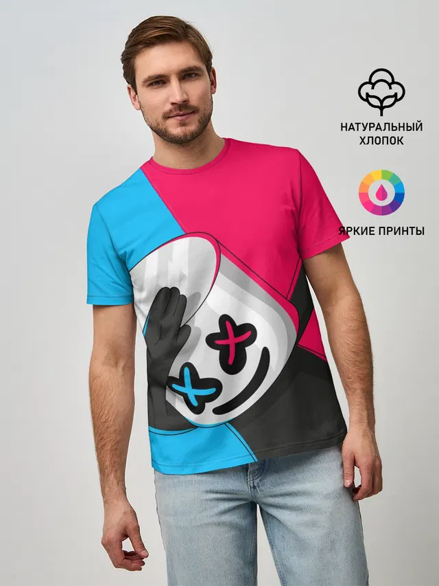 Мужская базовая футболка с принтом «New Marshmello»