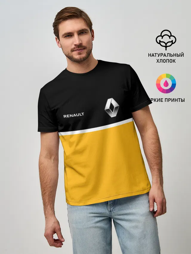 Мужская базовая футболка с принтом «Renault Два цвета — Два цвета»