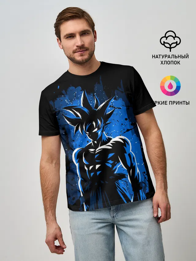 Мужская базовая футболка с принтом «Dragon ball — ГОКУ, GOKU»