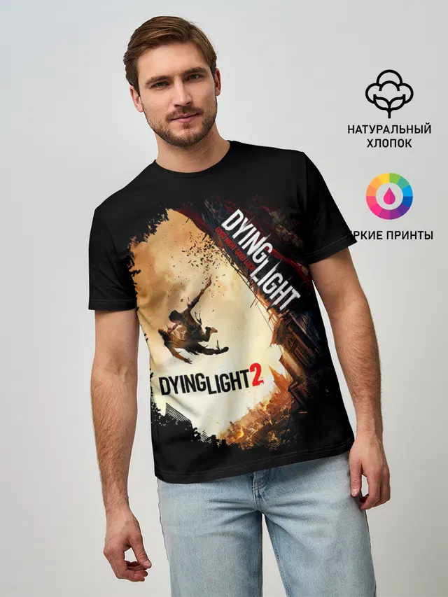 Мужская базовая футболка с принтом «Dying Light — DYING LIGHT 2 NEW WORLD»