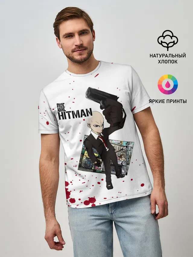 Мужская базовая футболка с принтом «ONE Hitman»