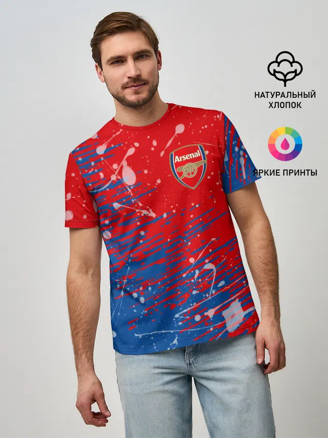 Мужская базовая футболка с принтом «Arsenal: Фирменные цвета.»
