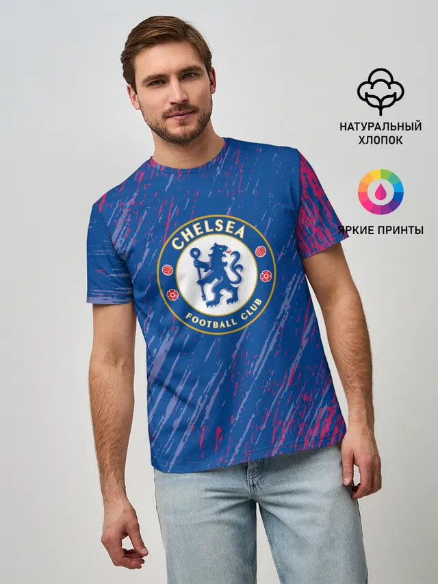 Мужская базовая футболка с принтом «Chelsea: Logo.»