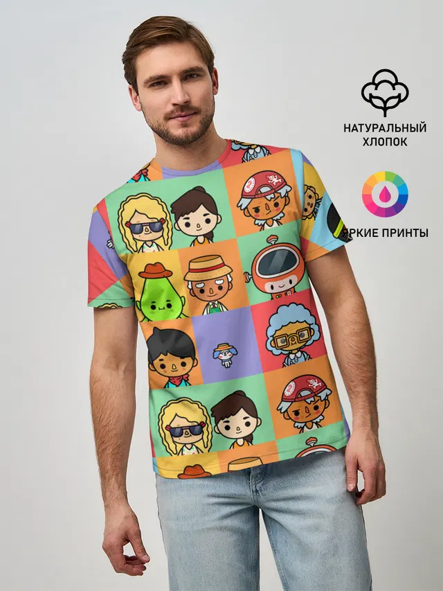Мужская базовая футболка с принтом «Toca Boca — TOCA BOCA WORLD HERO»
