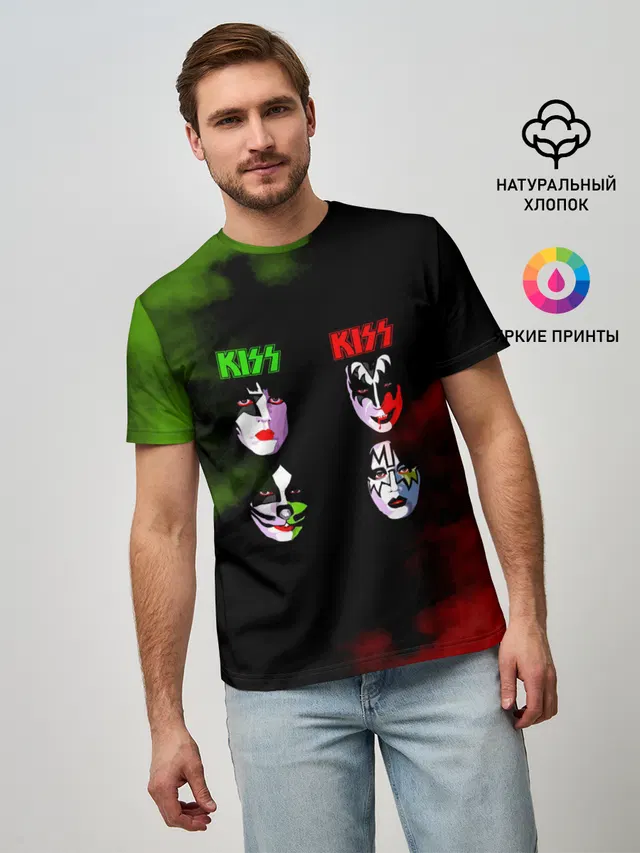 Мужская базовая футболка с принтом «Kiss»